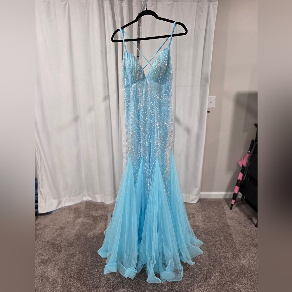 Faeriesty Light Blue Dress with Silver Beaded Details